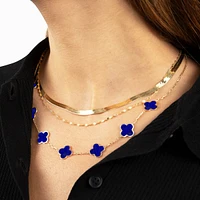 The Lovery Large Lapis Clover Necklace 14K Gold