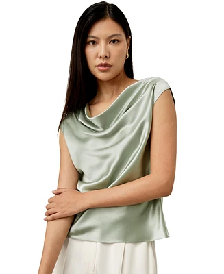 Lilysilk Women's Silk Charmeuse Cowl Neck Top