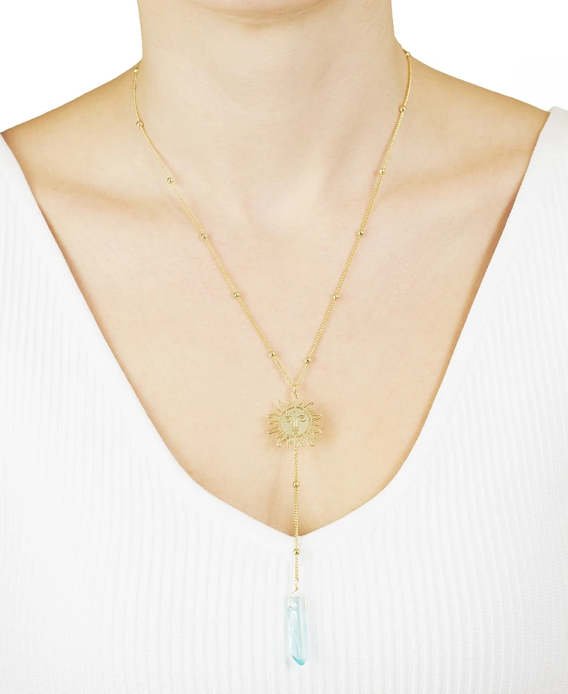 Macy's Aqua or Aurora Borealis Quartz Sun Y-Necklace