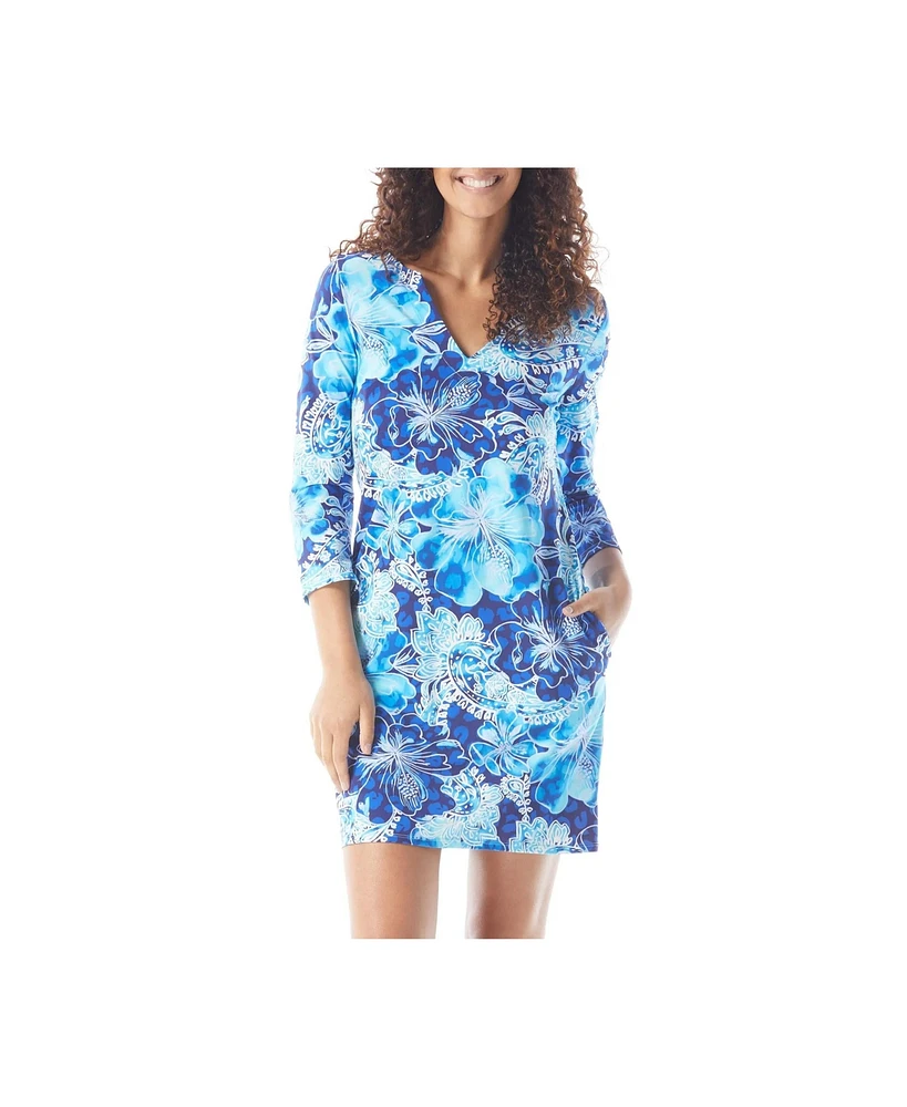 Beach House Style Quinn Split Neck Tunic Dress
