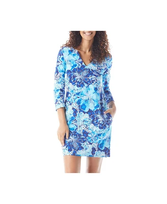 Beach House Style Quinn Split Neck Tunic Dress