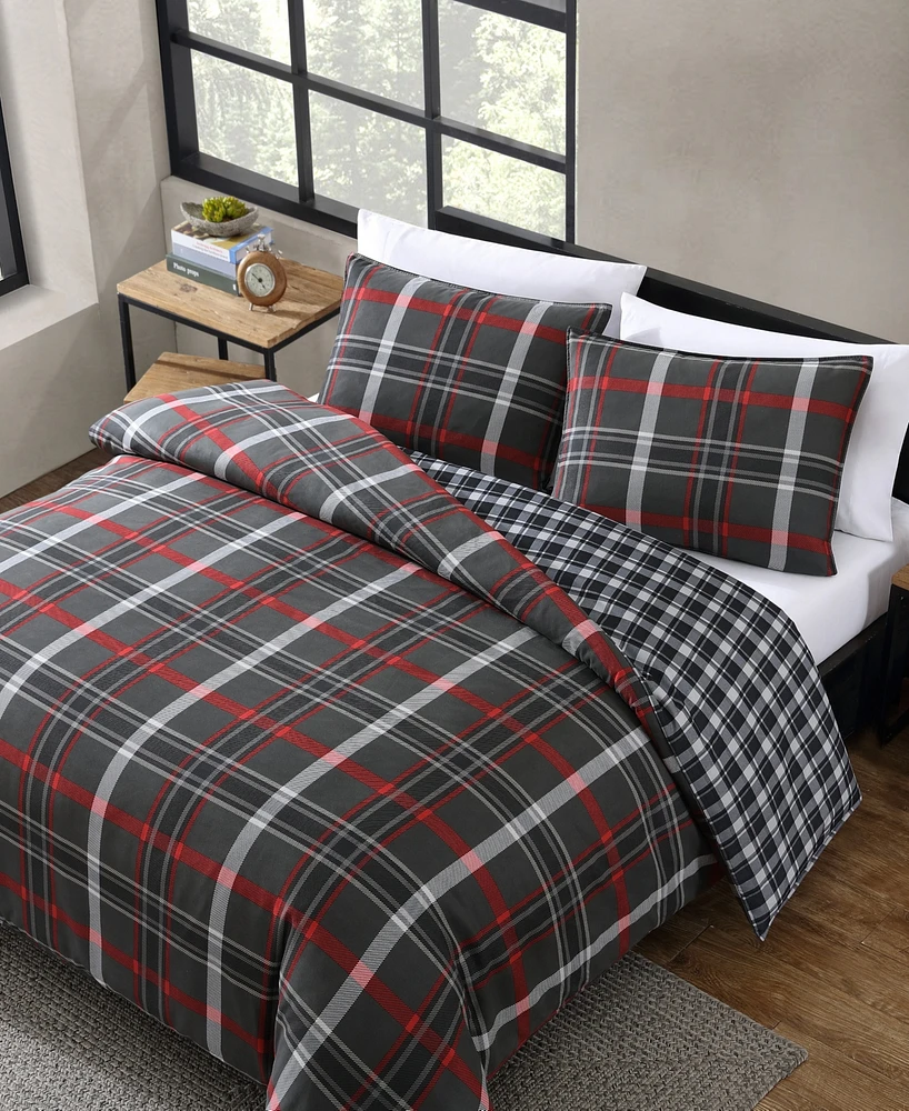 Closeout! Eddie Bauer Willow Plaid Microsuede 2 Piece Duvet Cover Set, Twin