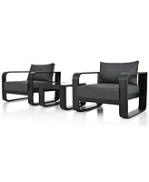 Aluminum Frame Patio Set with Thick Cushion & Coffee Table