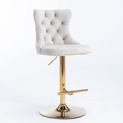 Adjustable Swivel Velvet Bar Stools Set of 2