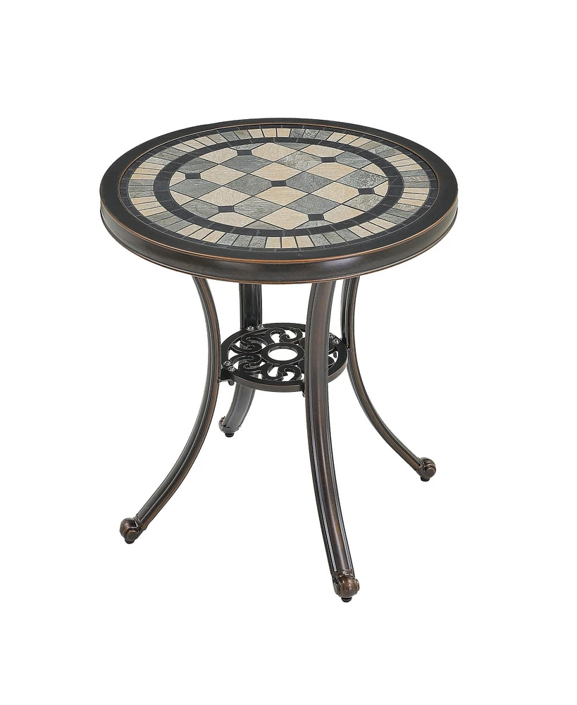 Mondawe Patio Table Round Outdoor Dinging Coffee with Umbrella Hole