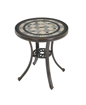 Mondawe Patio Table Round Outdoor Dinging Coffee with Umbrella Hole