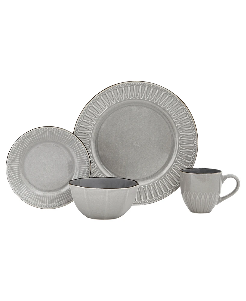 Baum Belle Grey 16 Pc. Dinnerware Set, Service for 4