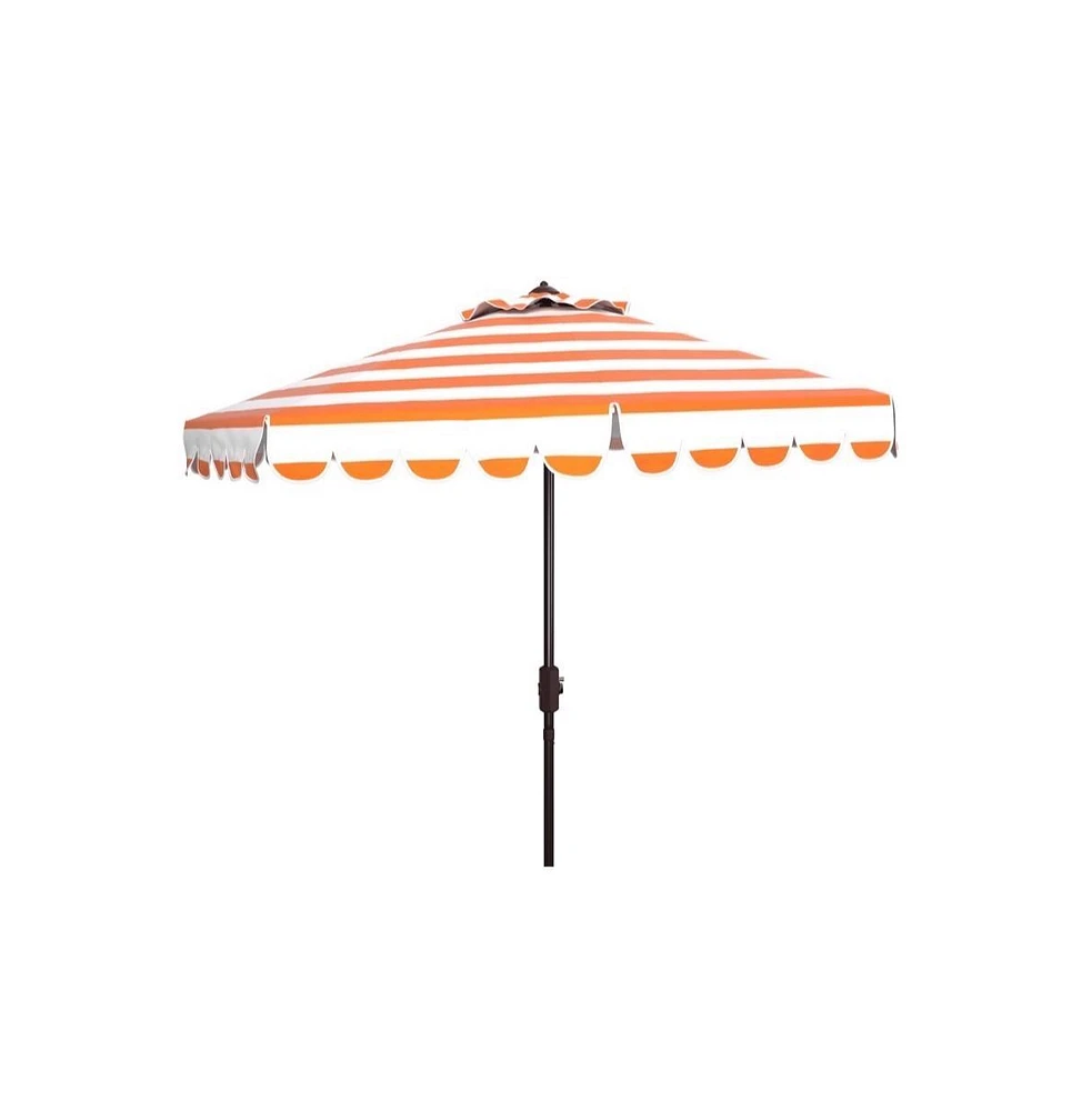 Safavieh Maui Single Scallop Striped 9Ft Crank Push Button Tilt Umbrella