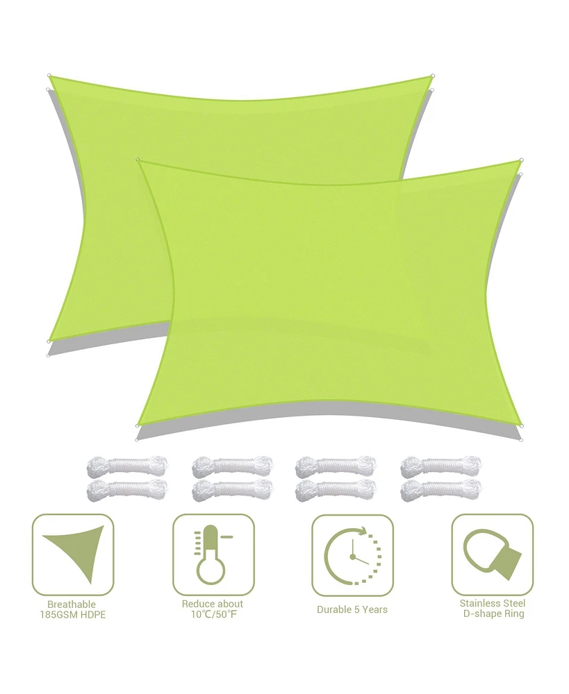 2 Pack 13x10 Ft 97% Uv Block Rectangle Sun Shade Sail Canopy Cover Net Poolside