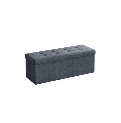 Folding Storage Ottoman Bench with Divider and Lid for Bedroom or Living Room