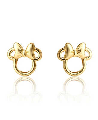 Disney Minnie Mouse Flash Yellow Gold Plated Outline Stud Earrings