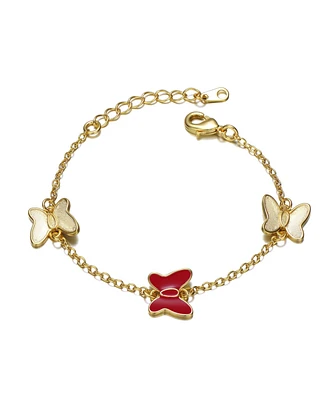 GiGiGirl 14k Yellow Gold Plated Adjustable Bracelet with Butterfly Charms for Kids