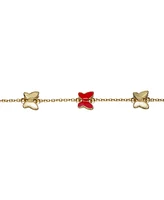GiGiGirl 14k Yellow Gold Plated Adjustable Bracelet with Butterfly Charms for Kids