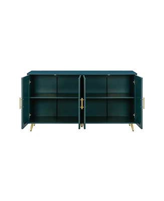 Green Tv Stand with Storage & Adjustable Shelves