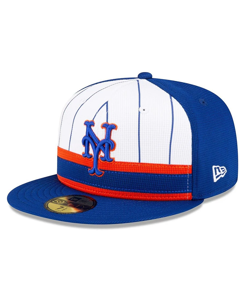 New Era Men's White York Mets 2024 Batting Practice 59FIFTY Fitted Hat
