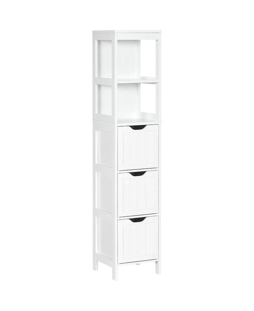 kleankin Narrow Bathroom Storage Cabinet, Slim Freesding Linen Tower,