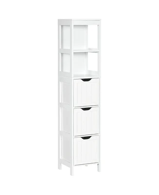 kleankin Narrow Bathroom Storage Cabinet, Slim Freesding Linen Tower,