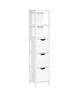 kleankin Narrow Bathroom Storage Cabinet, Slim Freesding Linen Tower,