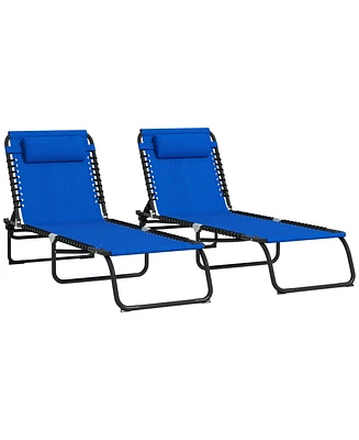 Outsunny 2 Chaise Lounge Pool Chairs, Folding, Reclining