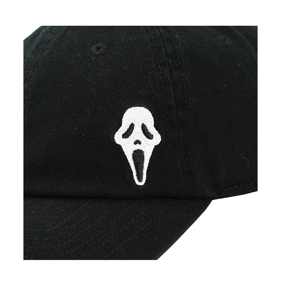 Ghostface Men's Dad Plain Black Embroidered Patch Hat with pre-curved bill for Men
