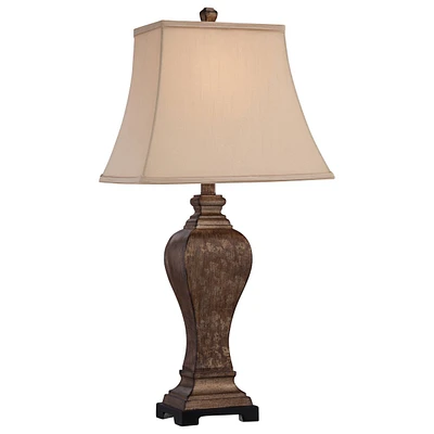 Edgar Farmhouse Country Rustic Traditional Table Lamp with Table Top Dimmer 29" Tall Bronze Taupe Rectangle Shade for Living Room Bedroom House B