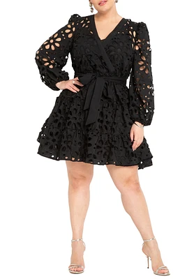 Eloquii Plus Tiered Eyelet Mini Dress