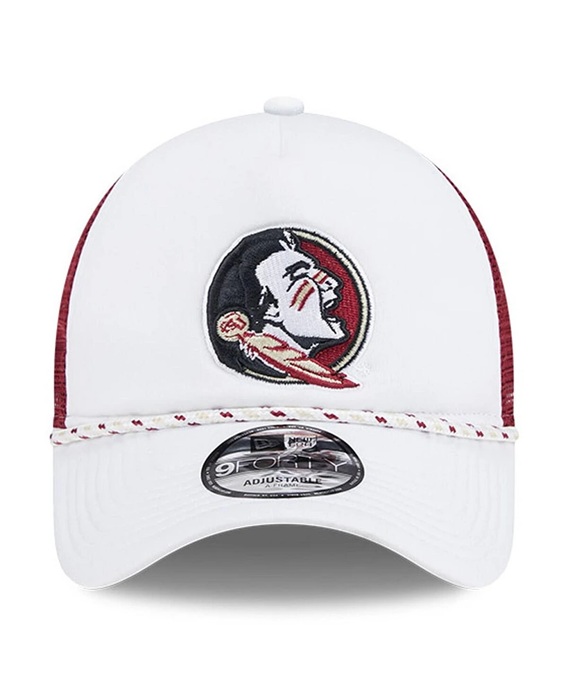 New Era Men's White/Garnet Florida State Seminoles Court Sport Foam A-Frame 9FORTY Adjustable Trucker Hat