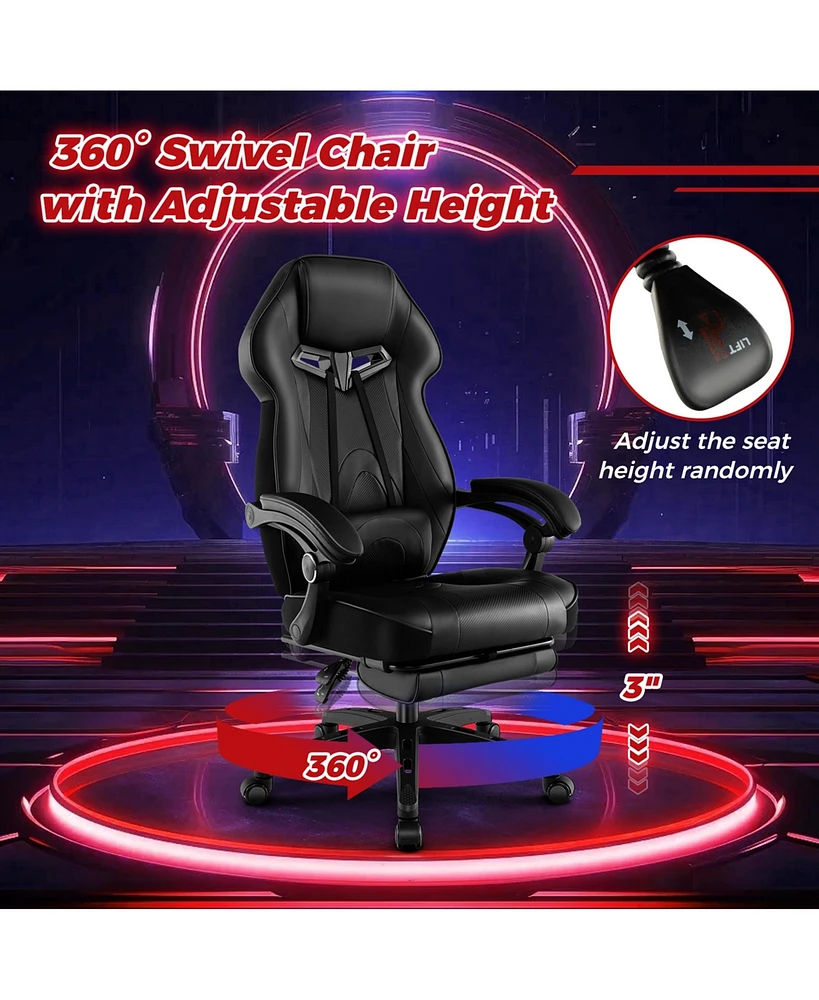 Adjustable E-Sports Racing Style Chair with Padded Headrest, Lumbar Support