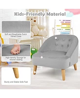 Kids Sofa Chair w/ Ottoman Toddler Single Velvet Upholstered