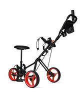Foldable 3 Wheel Push Pull Golf Club Cart Trolley