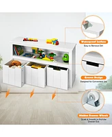 Kid Toy Storage Cabinet 3 Drawer Chest w/Wheels Large Storage Cube Shelf