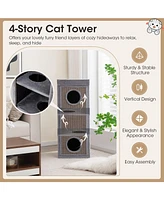 4-Story Cat House 39'' Cat Condo with Scratching Posts & 4 Soft Plush Cushions
