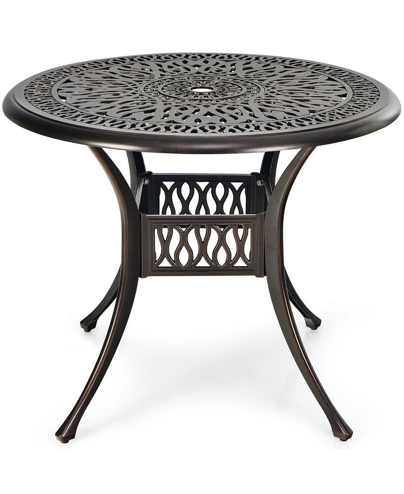 3PCS Patio Bistro Set Round Table Chairs All Weather Cast Aluminum Yard