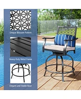 Costway Set of 2 Patio Swivel Bar Stool Chairs Cushioned Pillow