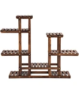 6Tier 13 Pots Wooden Plant Flower Display Stand Wood Shelf