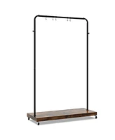 Industrial Pipe Rolling Garment Rack Heavy Duty Clothing Rack with Hooks & Shelf