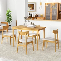 48" Wooden Dining Table Rectangular Farmhouse Kitchen with Solid Rubber Wood