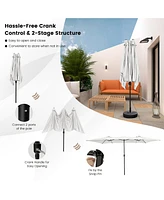 15FT Double-Sided Patio Market Umbrella Large Crank Handle Vented Outdoor Twin