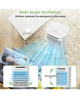 4-in-1 Evaporative Air Cooler Portable Humidifier with Timer, 3 Modes & Speeds