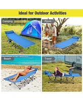 Camping Cot Heavy-Duty Outdoor Bed w/ Side Storage Pocket