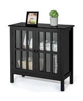 Storage Buffet Cabinet Glass Door Sideboard Console Table Server