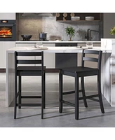 24-Inch Wooden Bar Stools Set of 4 with Ergonomic Backrest Counter Height