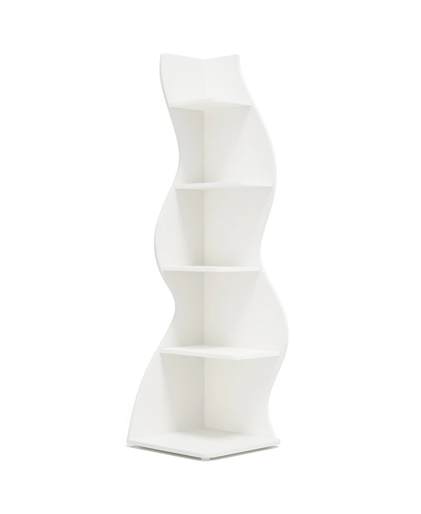 Tribesigns Corner Shelf, Modern 5-Tier Wall Bookshelf, Stylish Small Bookcase Storage Rack Plant Stand with Unique Shape for Living Room