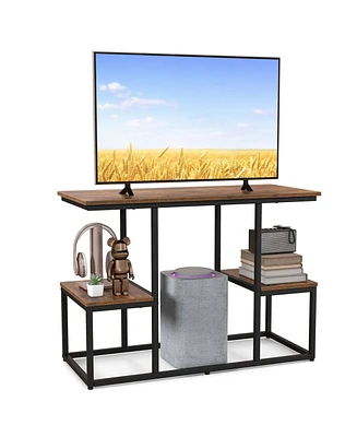 Rustic Tv Console Table for 50" TVs Industrial Sofa Table with Open Storage Shelves