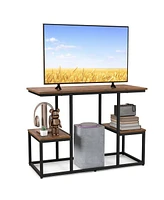 Rustic Tv Console Table for 50" TVs Industrial Sofa Table with Open Storage Shelves