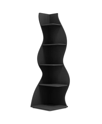 Tribesigns Corner Shelf, Modern 5-Tier Wall Bookshelf, Stylish Small Bookcase Storage Rack Plant Stand with Unique Shape for Living Room