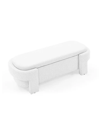 Linen Fabric Upholstered Bench With Large Storage Space For The Living Room, Entryway And Bed