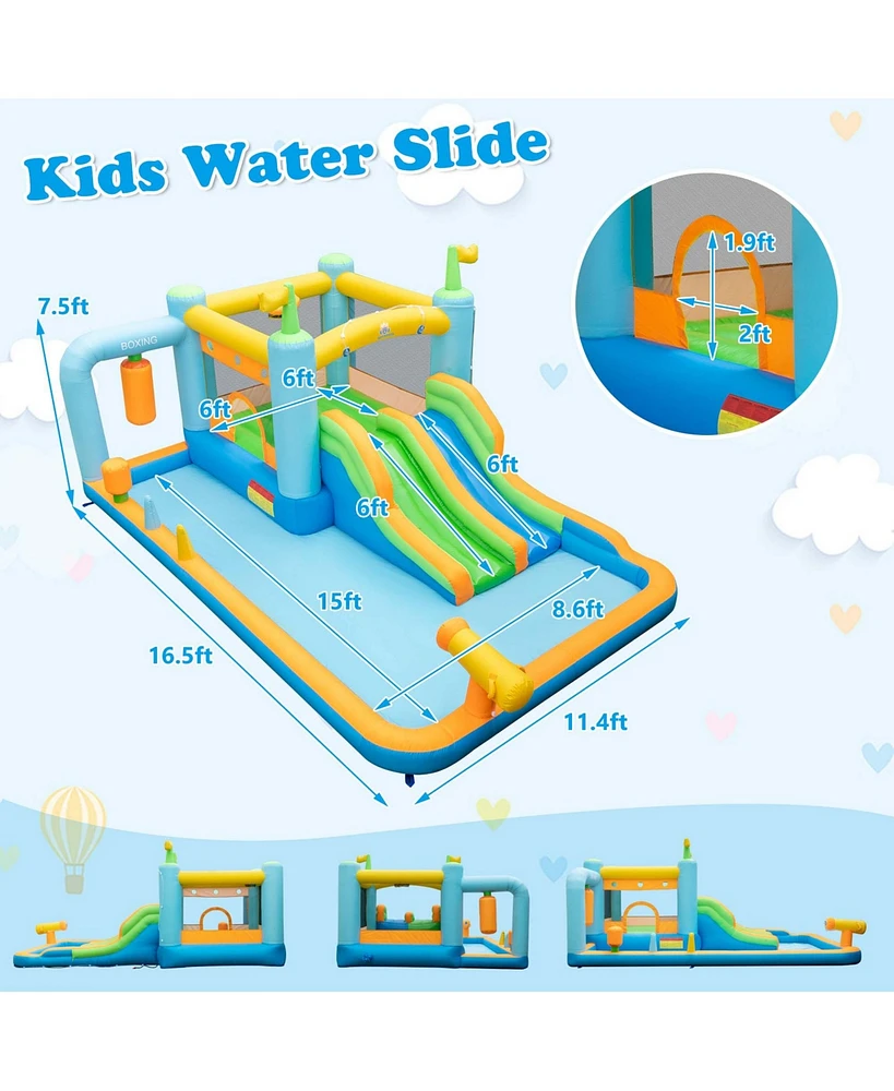 Inflatable Water Slide Giant Kids Bounce House Park Splash Pool with 680W Blower
