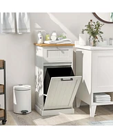 Laundry Cabinet Freestanding Tilt Out Laundry Hamper with Basket Drawer Organizer
