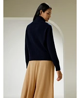 Lilysilk Women's Turtleneck Sweater with Rib Hemline